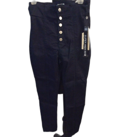 New NWT Denim Blvd High Waist Button Fly Skinny Frayed Hem jeans Size 9 - Picture 1 of 9